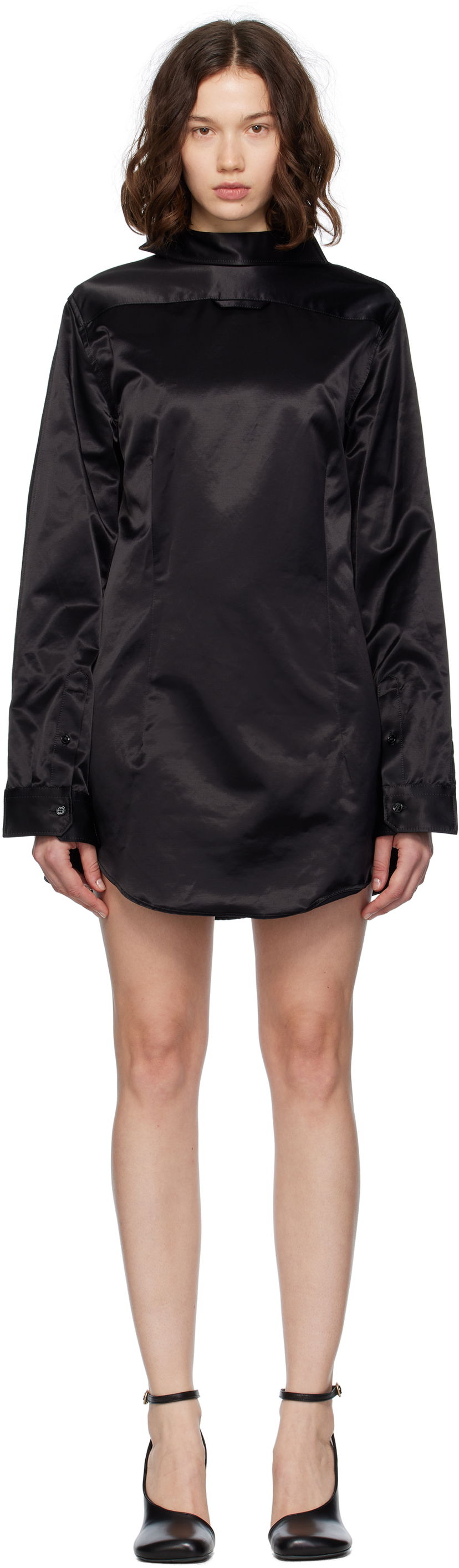 Haljina Maison Margiela MM6 Maison Margiela Satin Mini Dress Crna | S52DA0069 MTN084
