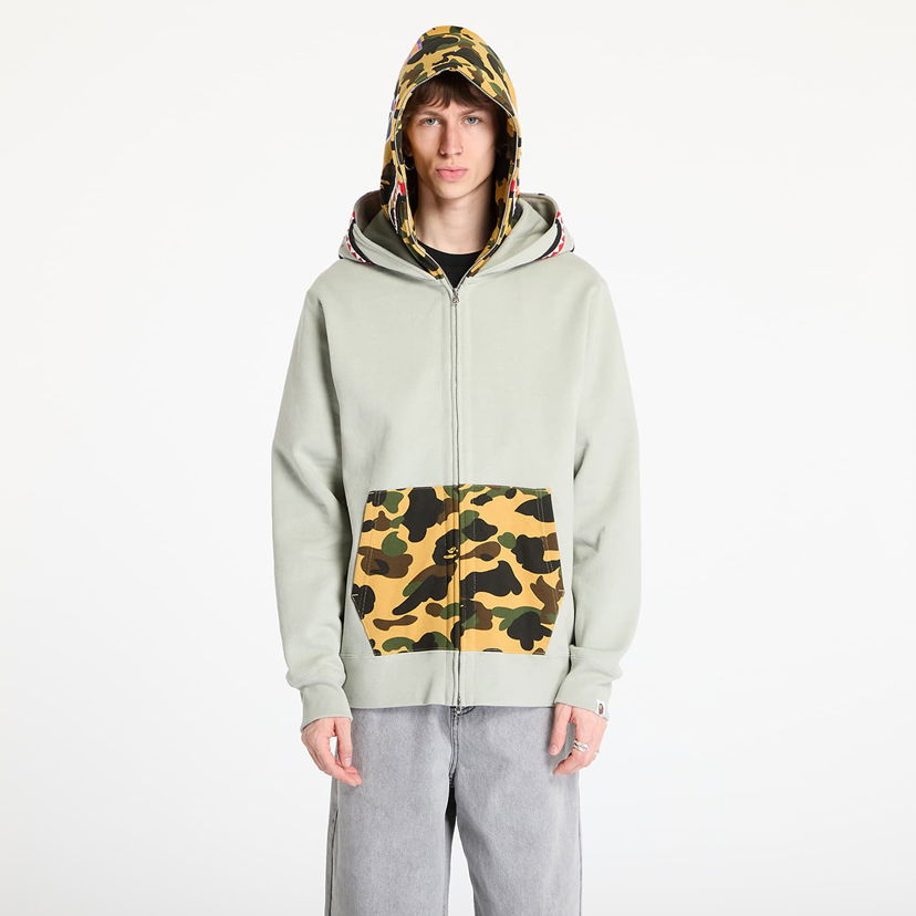 Dukserice BAPE A BATHING APE 1st Camo Shark Full Zip Double Hoodie Zelena | 001ZPL301007MOLD