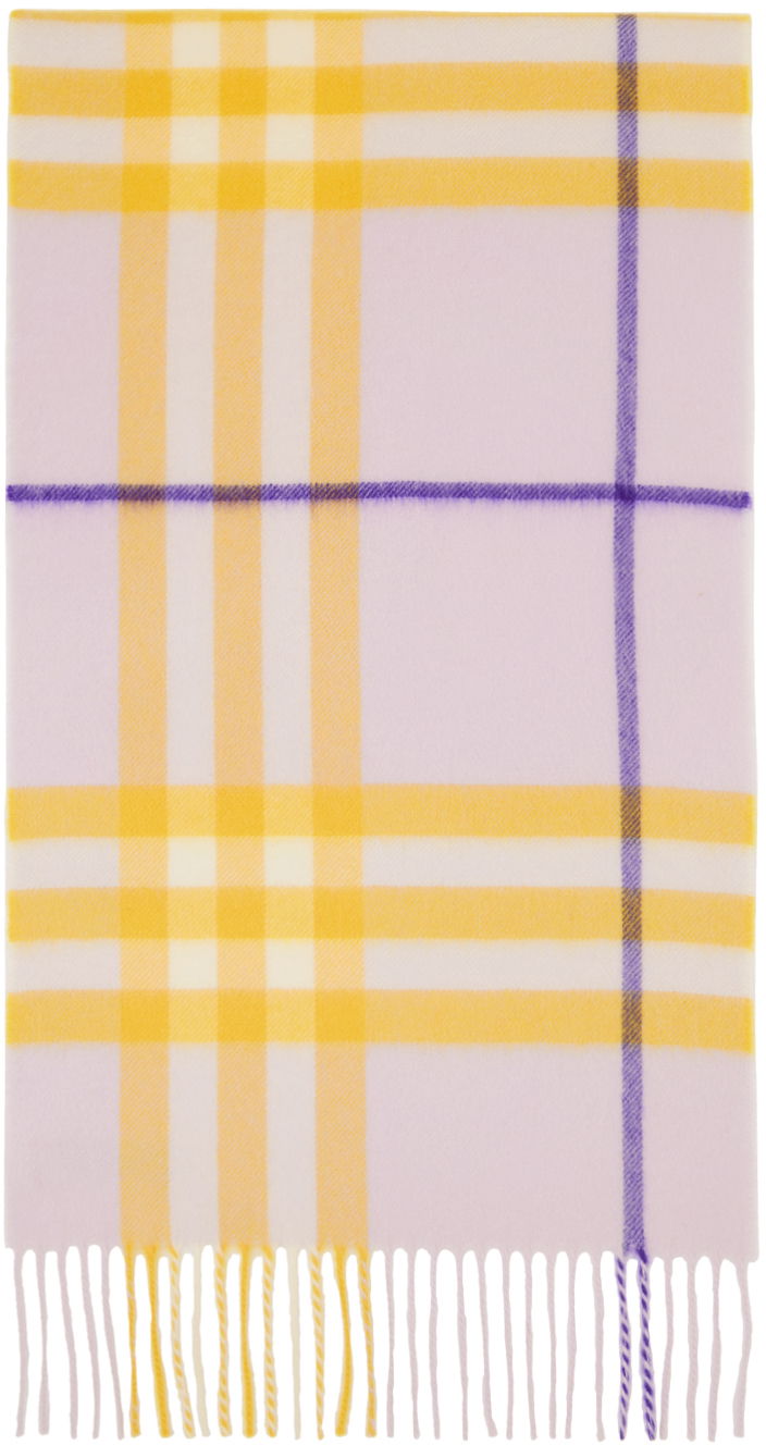 Šal Burberry Check Cashmere Scarf Purple / Yellow Ljubičasta | 8079556