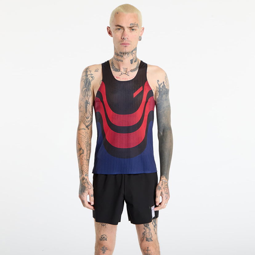 Majica bez rukava Soar Running Ribbed Race Vest with Curved Pattern Višebojno | AW25-SV7M-BLK/RE