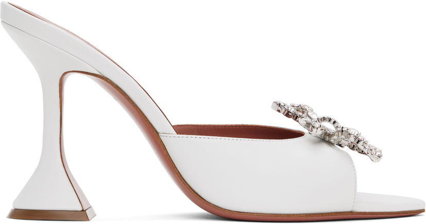 Dodaci Amina Muaddi Amina Muaddi Rosie Slipper Heeled Sandals Bijela | ROSIE SLIPPER NAPPA