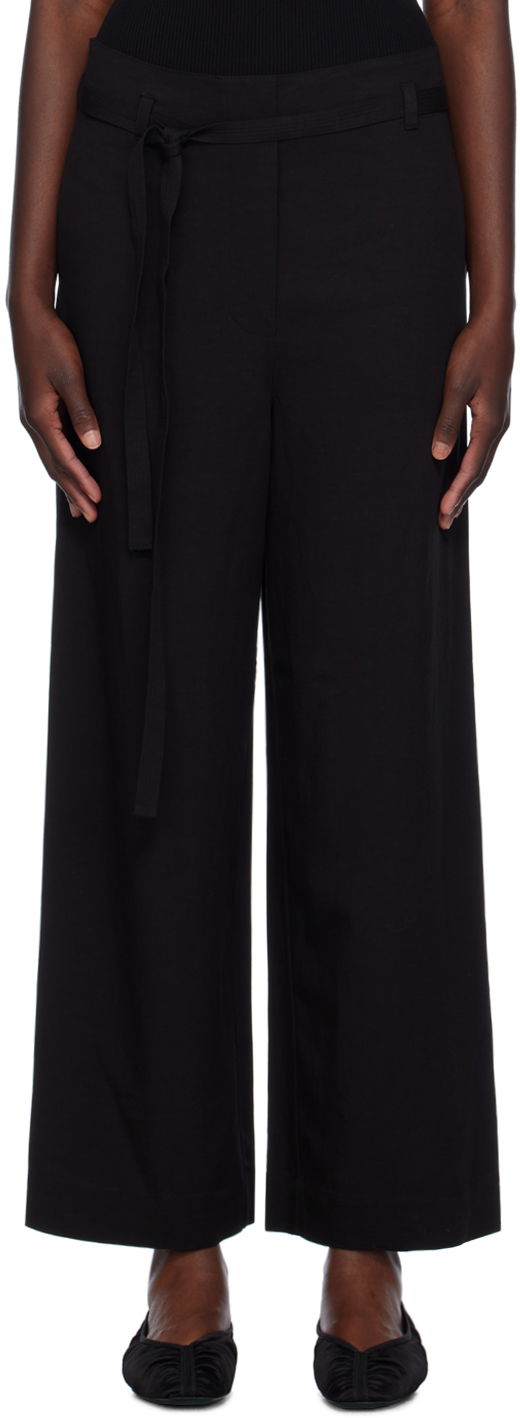 Hlače TOTEME TOTEME Tie-Waist Fluid Trousers Crna | 243-WRB0201-FB0193