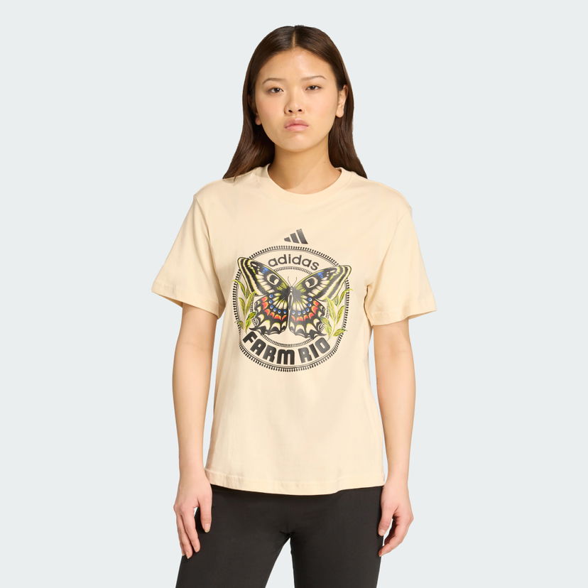 Majica kratkih rukava adidas Performance adidas x FARM Rio Butterfly Graphic Tee Bež | JL8614