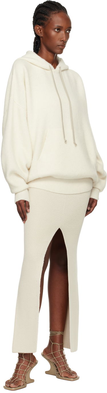 Suknja Rick Owens Rick Owens Concordians Ribbed Knit Sliced Midi Skirt Bijela | RO02E4671 KWVH, 3
