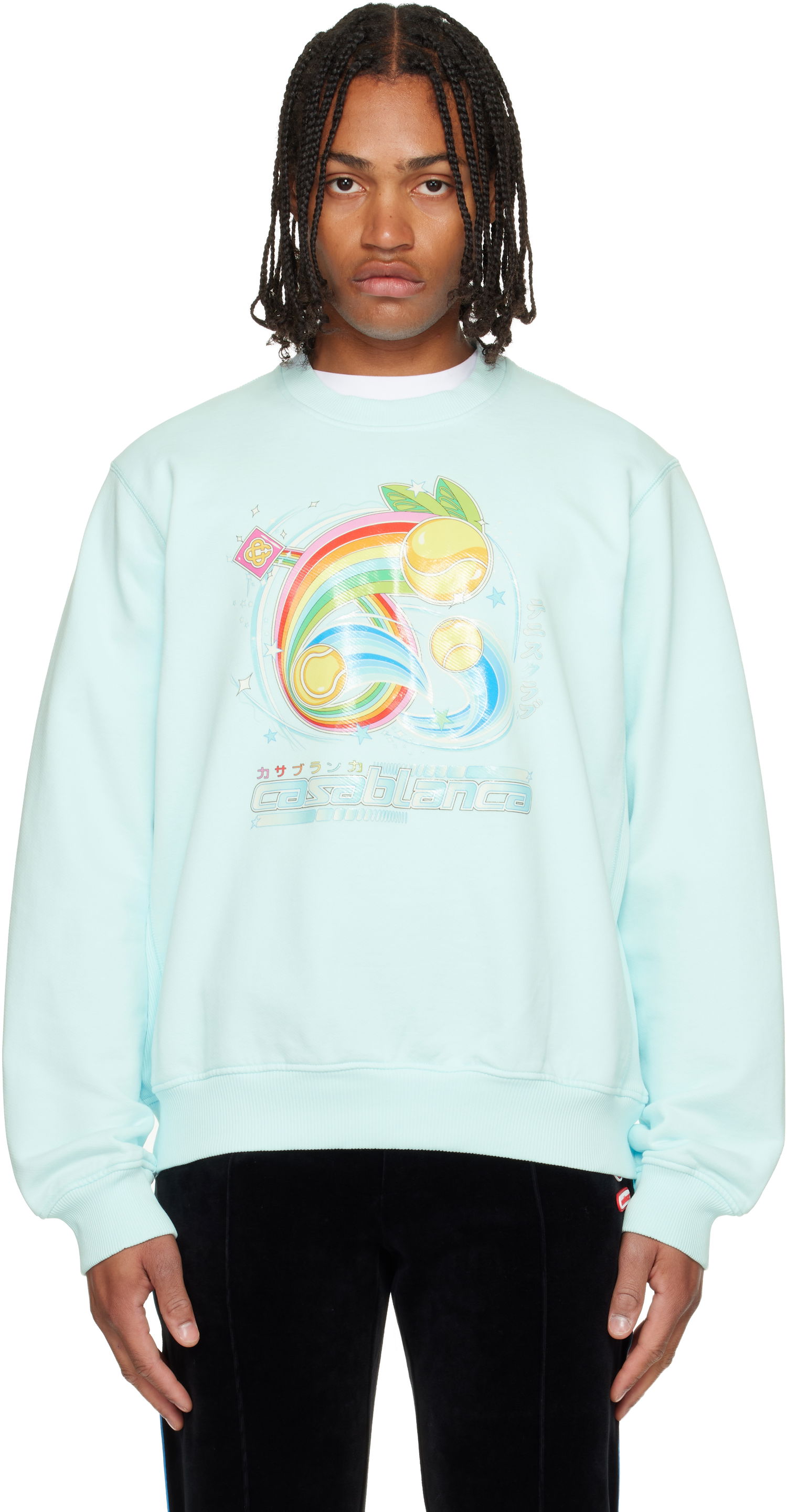 Dukserice Casablanca Casablanca Manga Tennis Ball Sweatshirt Tirkiz | M-AW25-JTP-293-01, 0