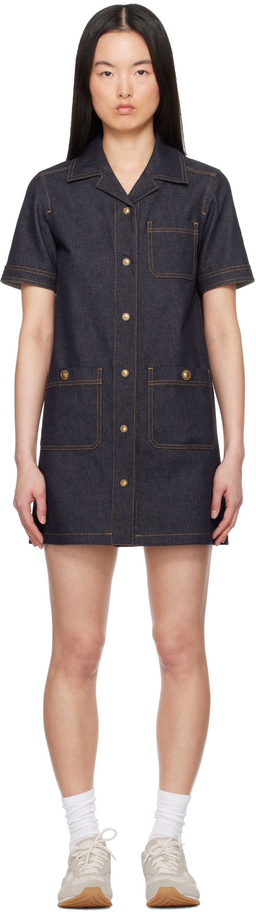 Haljina Moncler Moncler Denim Shirt Dress Plava | K10932G00007597BH