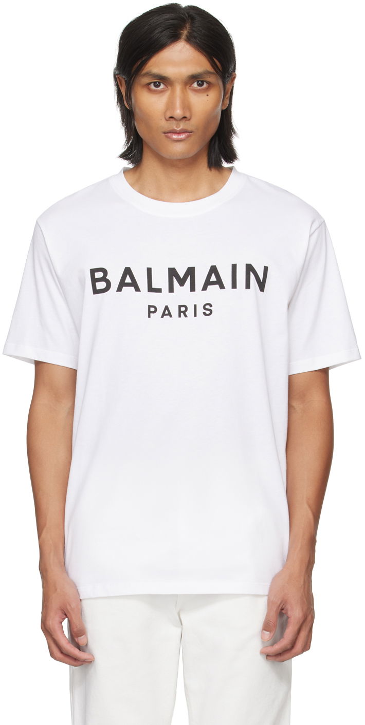 Majica kratkih rukava Balmain Printed T-Shirt Bijela | CH1EG000BB73