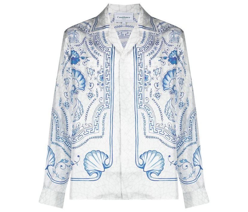 Košulja Casablanca Graphic Print Silk Shirt Bijela | MF22SH00602