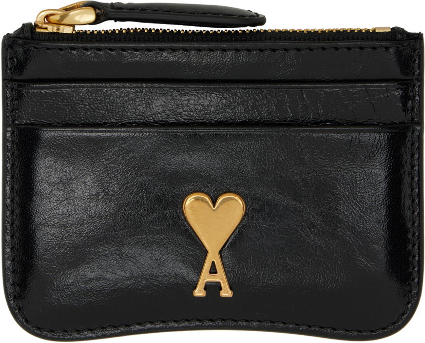 Novčanik AMI AMI Paris Zipped Leather Card Holder Crna | USL105.AL0051