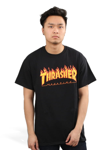 Majica kratkih rukava Thrasher Flame Logo Crna | 020094