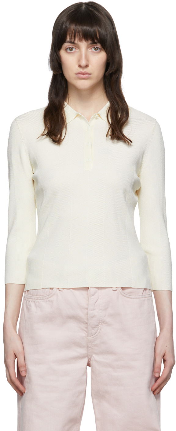 Polo majica rag & bone Pacey Knit Polo Bijela | WAS22P049WB49