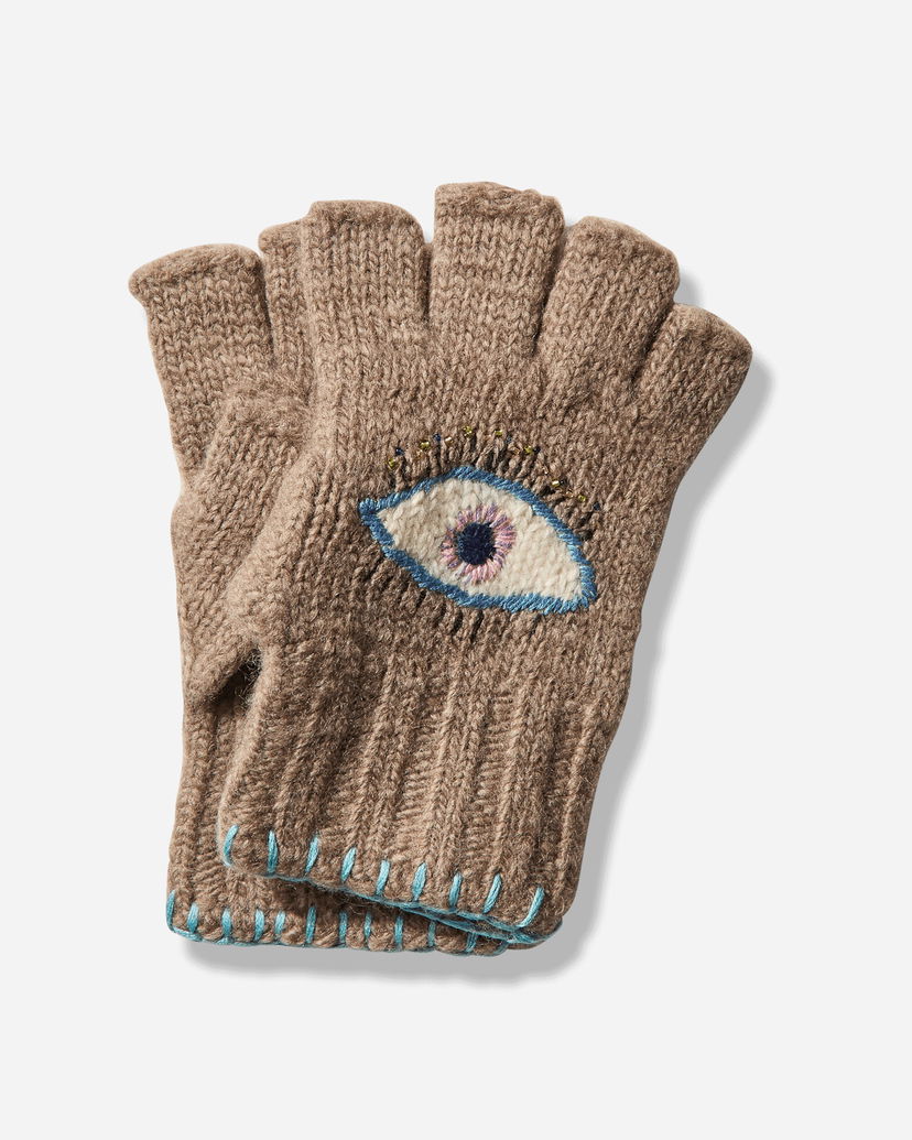 Rukavice KAPITAL Wool Folktale Fingerless Gloves with Embroidered Eye Višebojno | K2411XG554 GRAYBEIGE