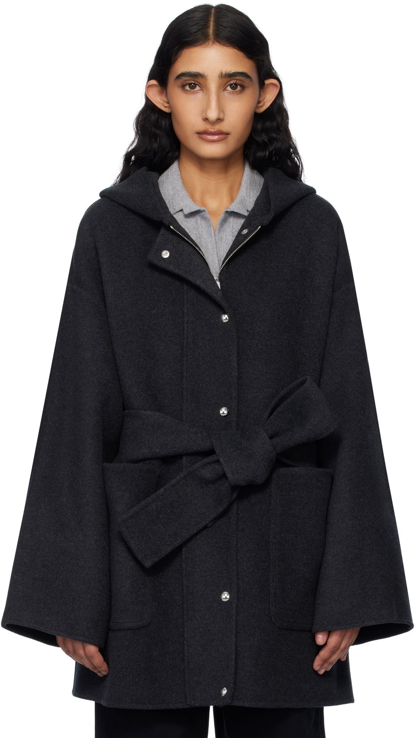 Kaputi Khaite Khaite Hessner Hooded Belted Coat Siva | 7129547