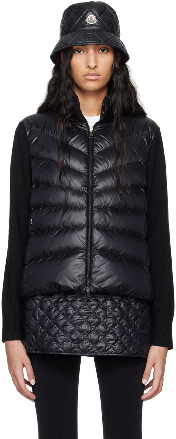 Džemper Moncler Black Padded Wool Down Cardigan Crna | J20939B00024M1131