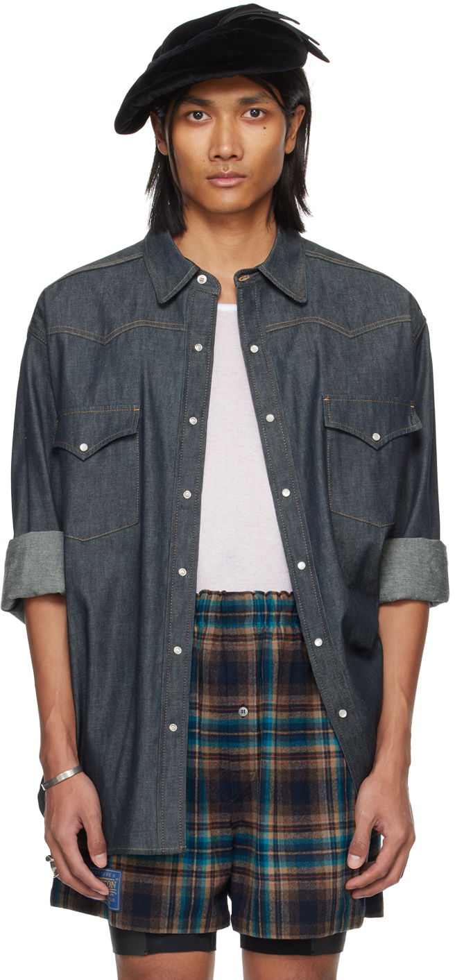 Košulja Maison Margiela Press-Stud Denim Shirt Tamnoplava | S50DT0015 S30881