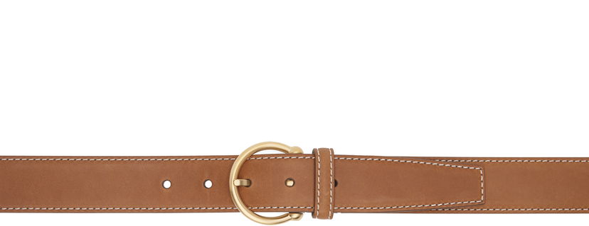 Pojasevi Thom Browne Thom Browne Pebble Grain Leather Belt with Round Buckle Smeđa | MCX067A-L0044