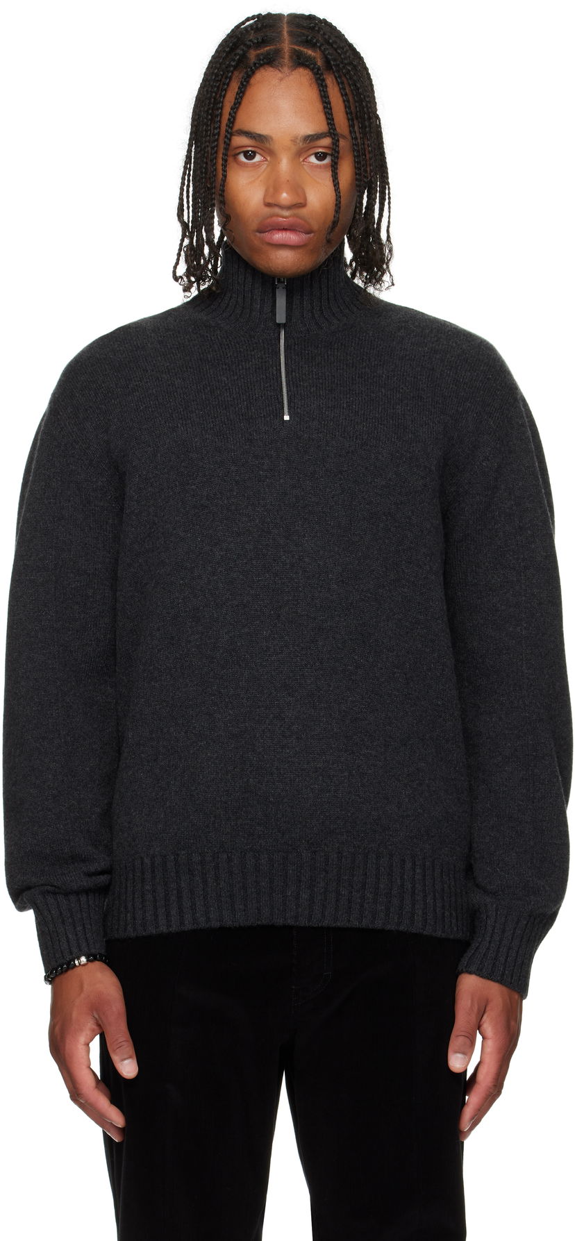 Džemper FERRAGAMO Ferragamo Cashmere Half-Zip Turtleneck Siva | 786159