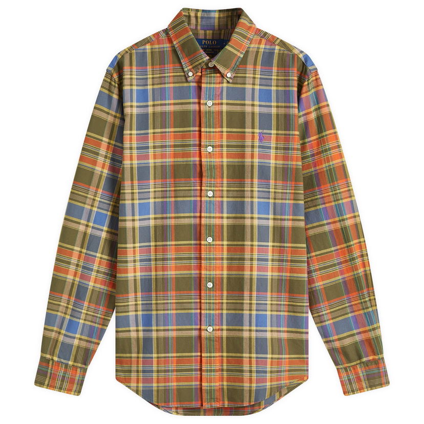 Košulja Polo by Ralph Lauren Ralph Lauren Custom Brushed Twill Plaid Oxford Shirt, Size Large Narančasta | 710961339003
