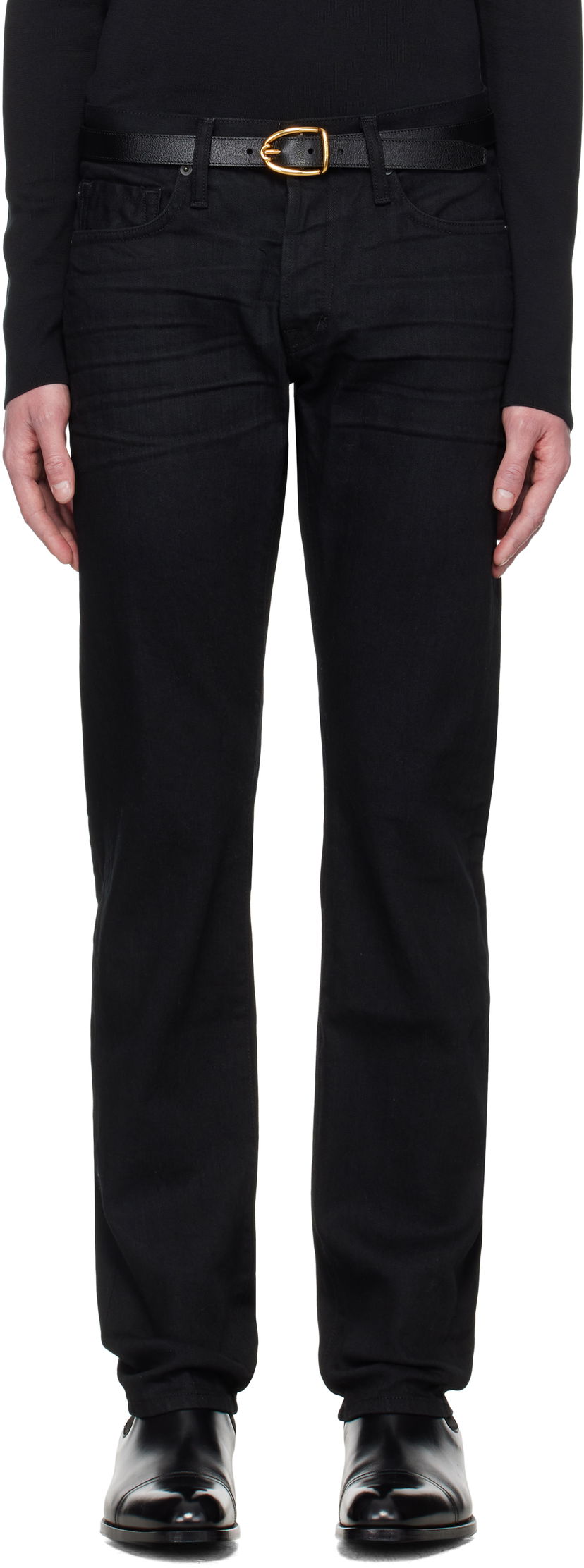 Jeans Tom Ford TOM FORD Stretch Straight Fit Denim Jeans Crna | DPH001-DMC005S23