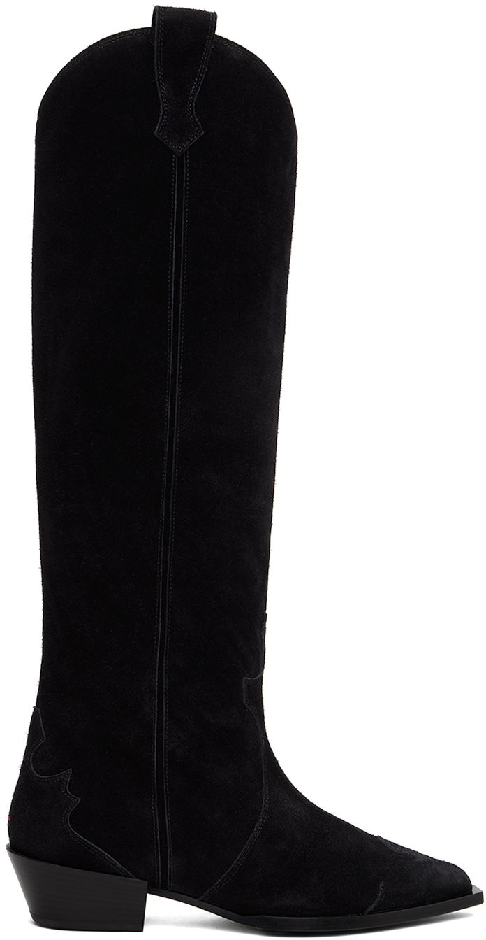 Odjeća Aeyde Aeyde Aruna Suede Cowboy Tall Boots Crna | A11-KB-ARUP40CH-223-800-022