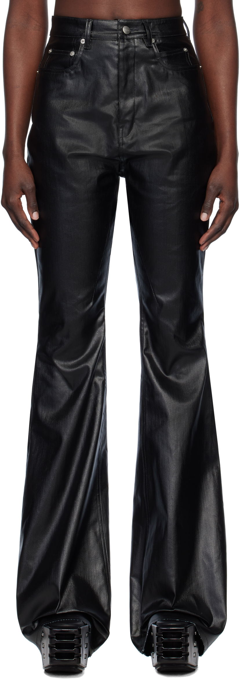 Jeans Rick Owens Rick Owens Hollywood Bolan Bootcut Coated Jeans Crna | RP01E7329 SCT