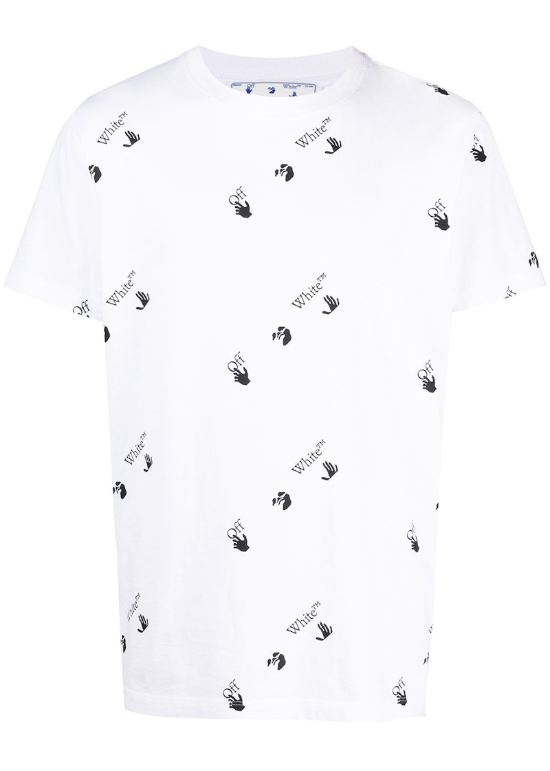 Majica kratkih rukava Off-White All Over Logo Print T-Shirt White Black Bijela | OMAA027R21JER0120110