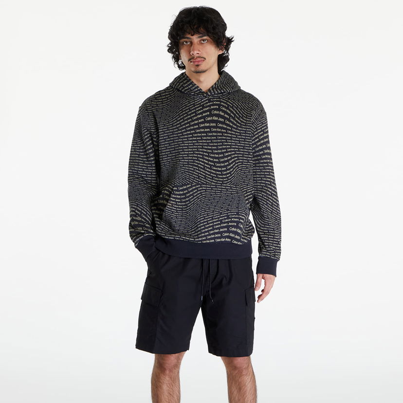 Dukserice CALVIN KLEIN Warp Logo Hoodie Black Crna | J30J325350 0GP