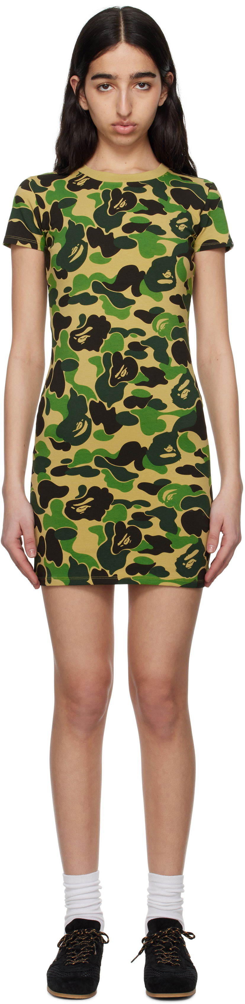 Haljina BAPE A Bathing Ape ABC Camo Jersey Minidress Zelena | 001OPL302001L