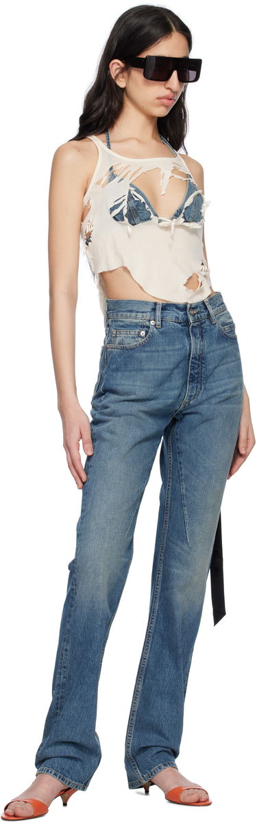 Majica bez rukava Rick Owens Rick Owens DRKSHDW Cropped Distressed Tank Top Bijela | DS01E3100 BHNDSD, 3