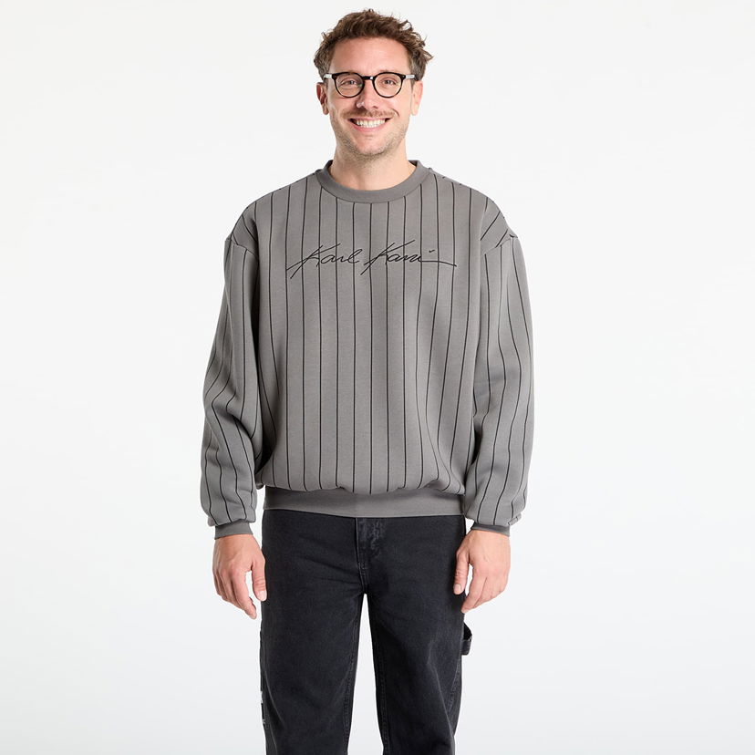 Dukserice Karl Kani Karl Kani Autograph Pinstripe Crewneck Sweatshirt Siva | PD00007594