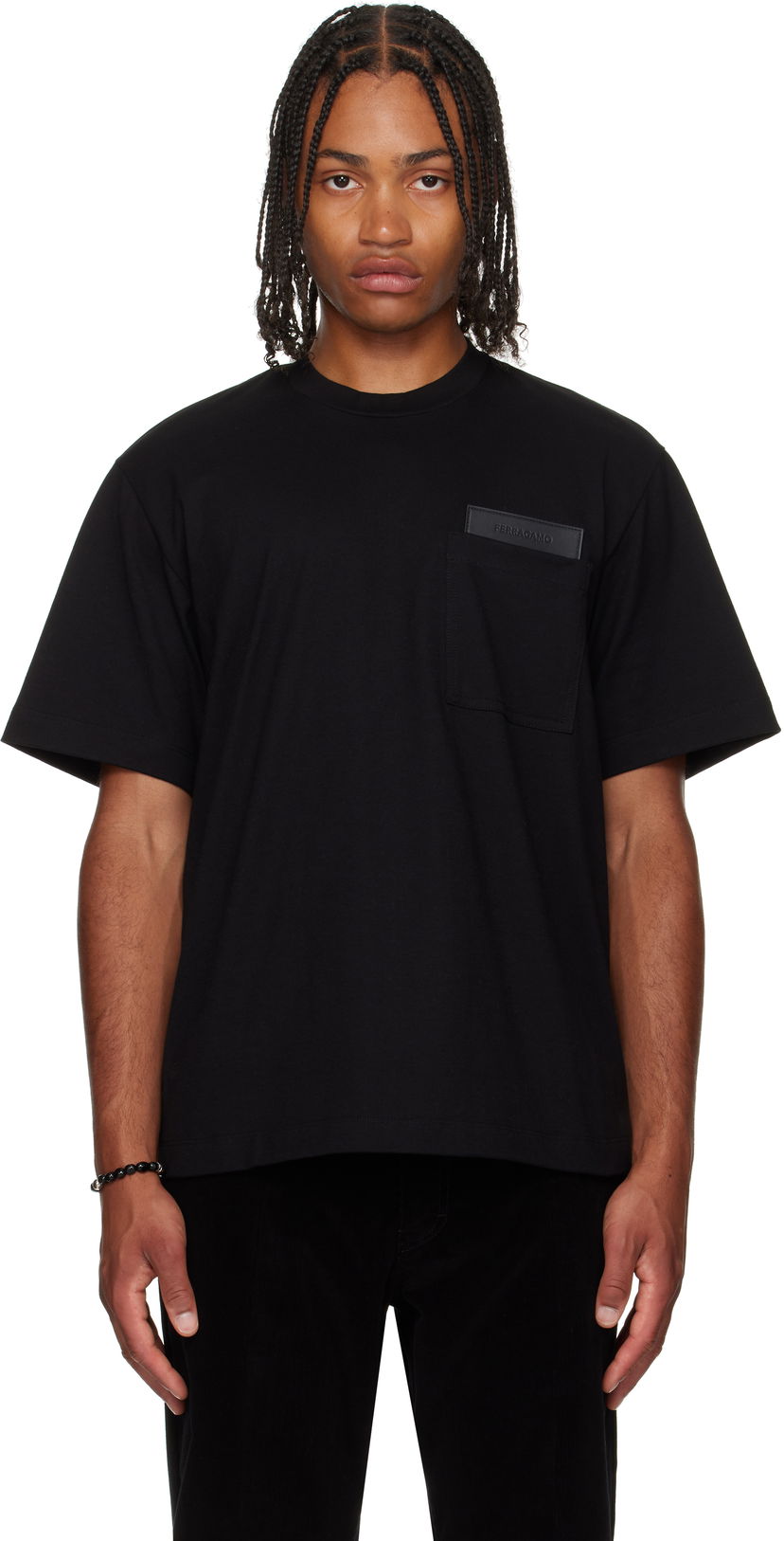 Majica kratkih rukava FERRAGAMO Ferragamo Pocket T-Shirt Crna | 786361