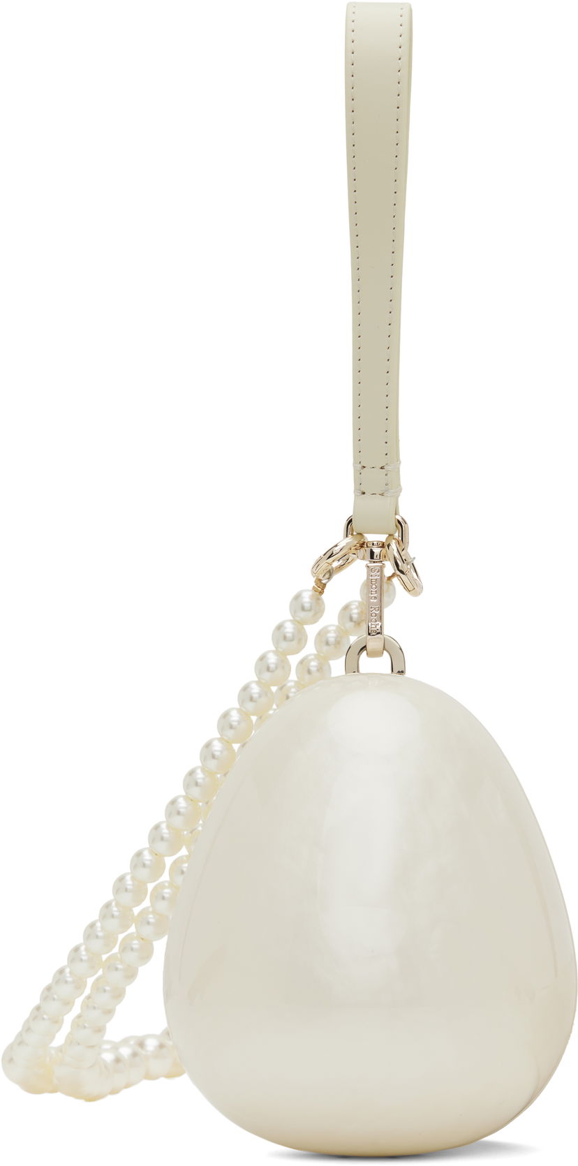 Ručna torbica Simone Rocha Simone Rocha Micro Pearl Egg Shaped Bag Bijela | BAG110B 0773