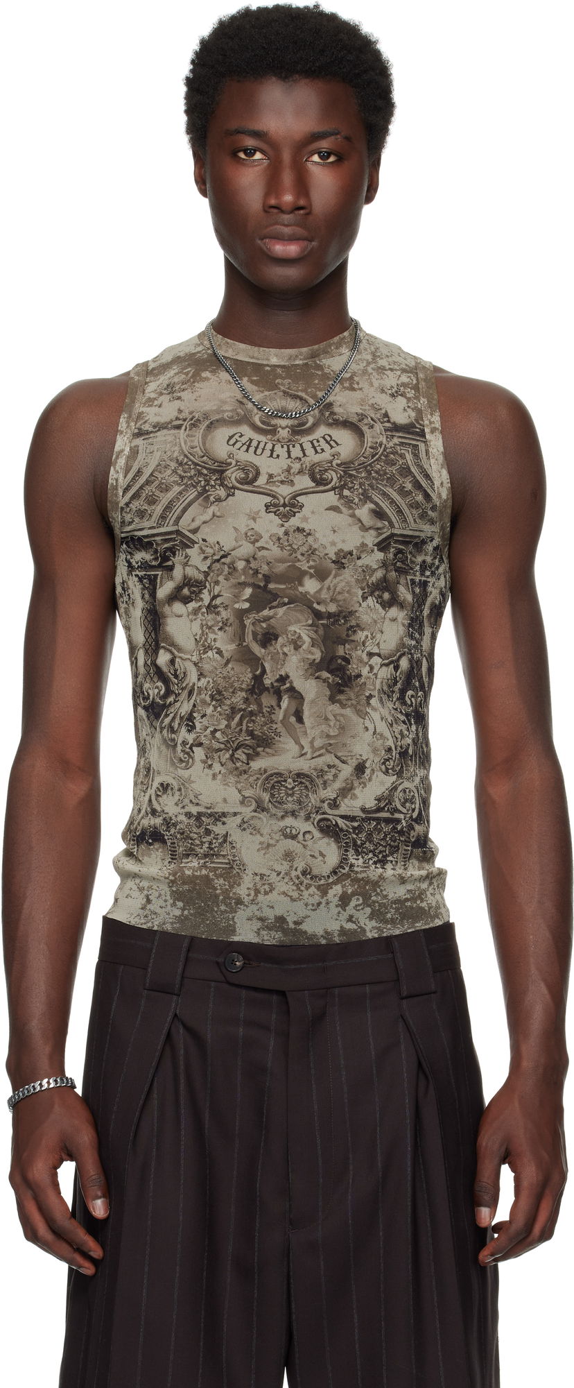 Majica bez rukava Jean Paul Gaultier Jean Paul Gaultier Oversized Medallion Tank Top Zelena | 25/03-W-TO304-M006P-6965