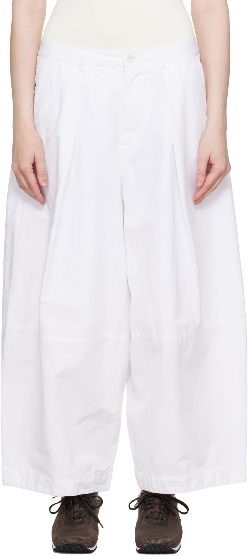 Hlače YMC YMC Deadbeat Wide-Leg Trousers Bijela | Q4YAA