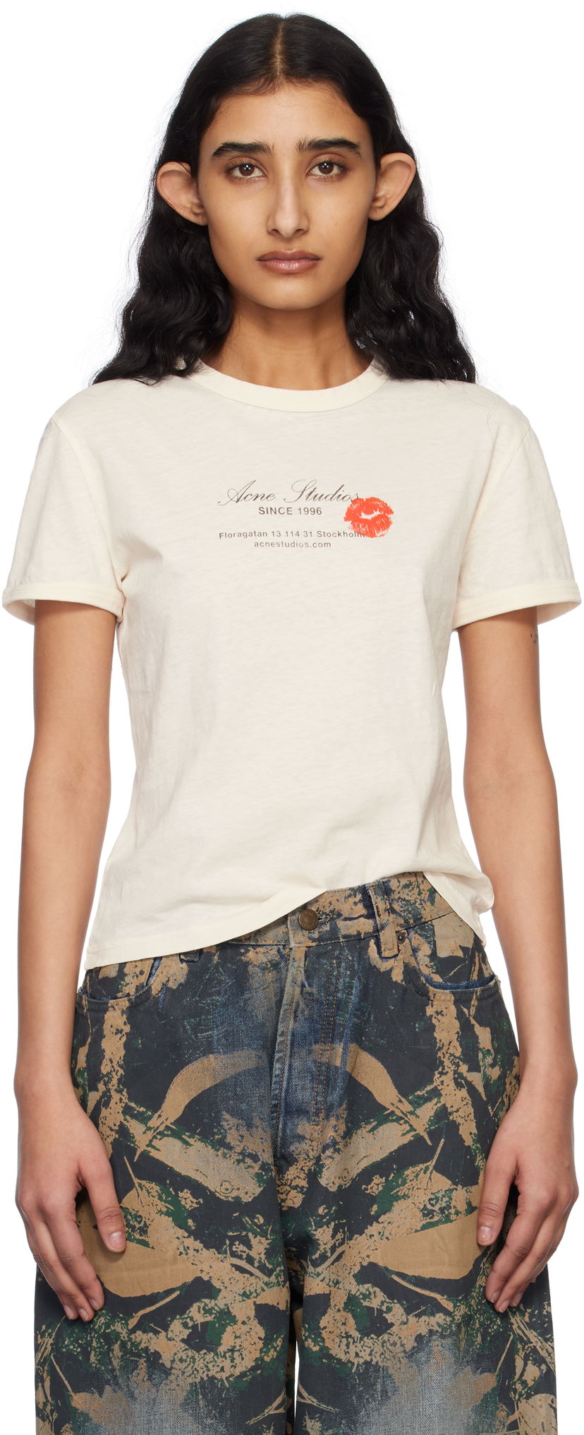 Majica kratkih rukava Acne Studios Acne Studios Logo T-Shirt Bež | AL0460-