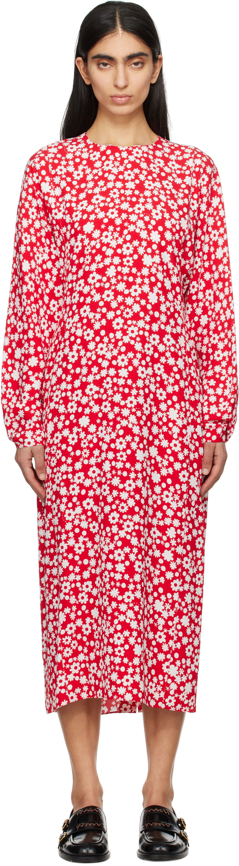 Haljina Marni Marni Pop Fields Midi Dress Crvena | ABMA1360S0 UTVA45