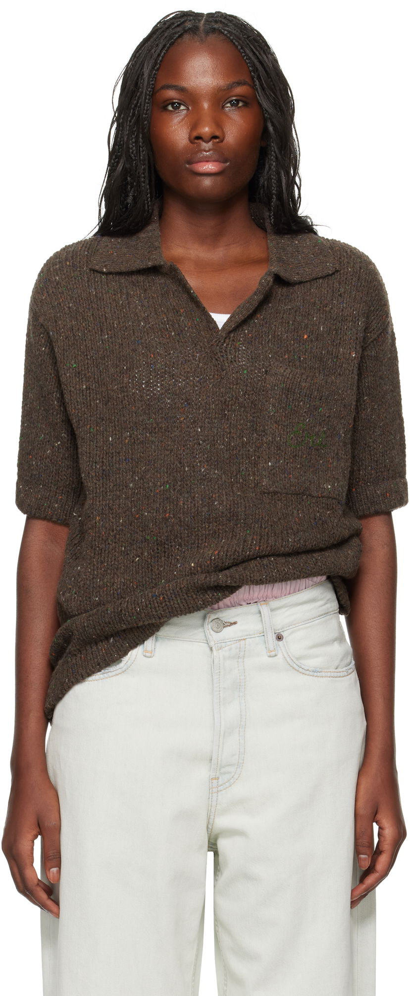 Polo majica ERL Wool Polo Shirt Smeđa | ERL09N002