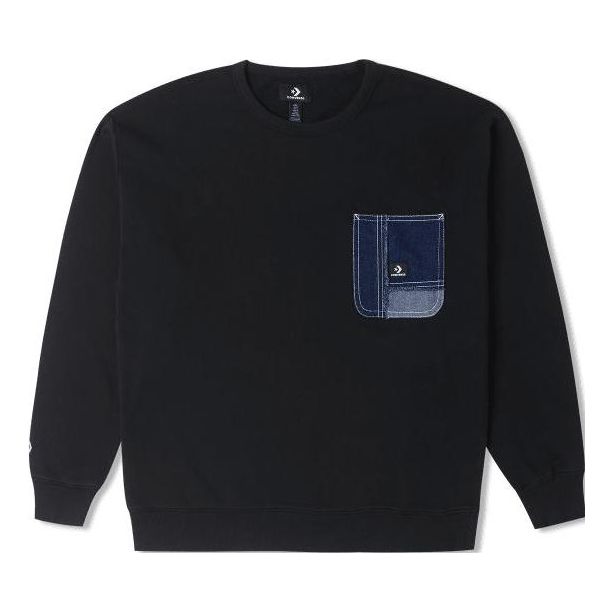 Džemper Converse Denim Patchwork Crew Sweatshirt Crna | 10025519-A03