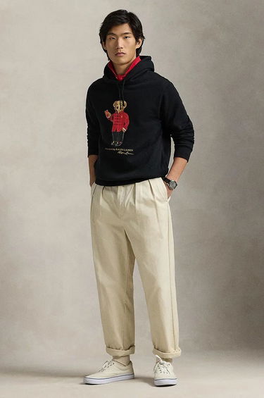 Dukserice Polo by Ralph Lauren Black Hoodie With Bear Print Crna | 710962139, 2
