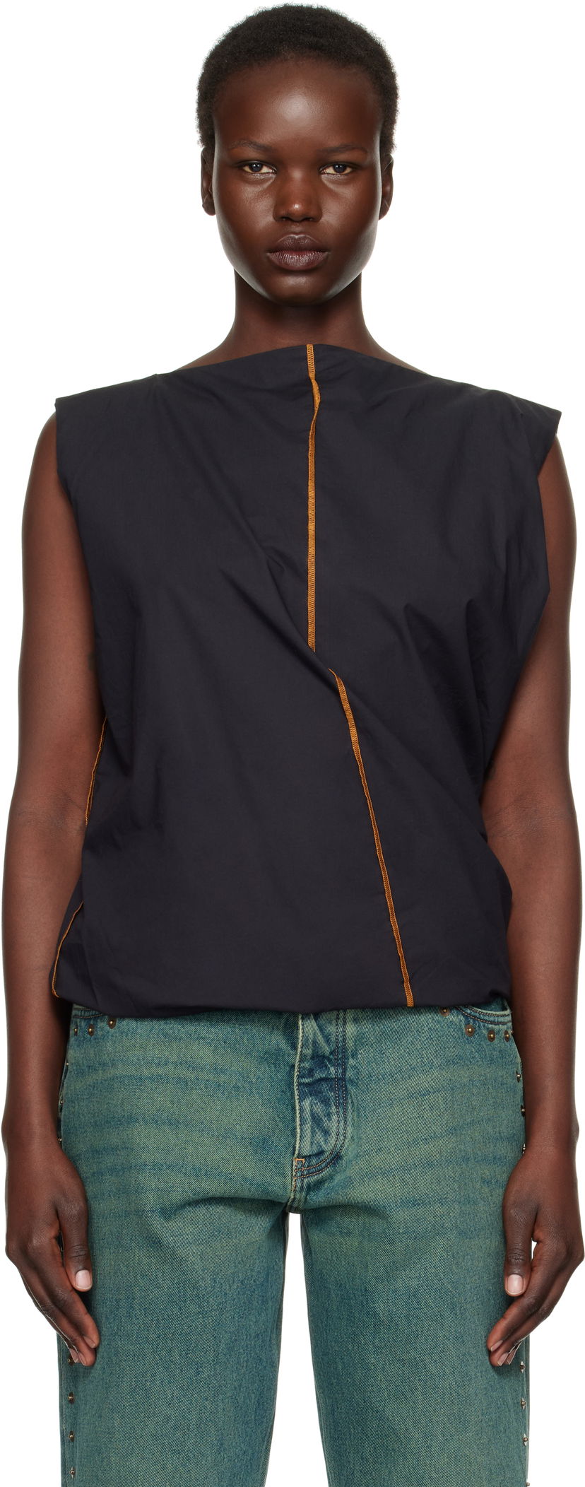 Majica bez rukava Baserange Sleeveless Turn Neck Top Crna | TOTU-PO-SP25