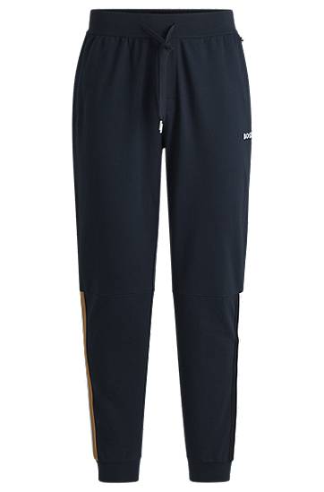 Trenirka BOSS Stretch-Cotton Tracksuit Bottoms with Logo Tamnoplava | 50525246