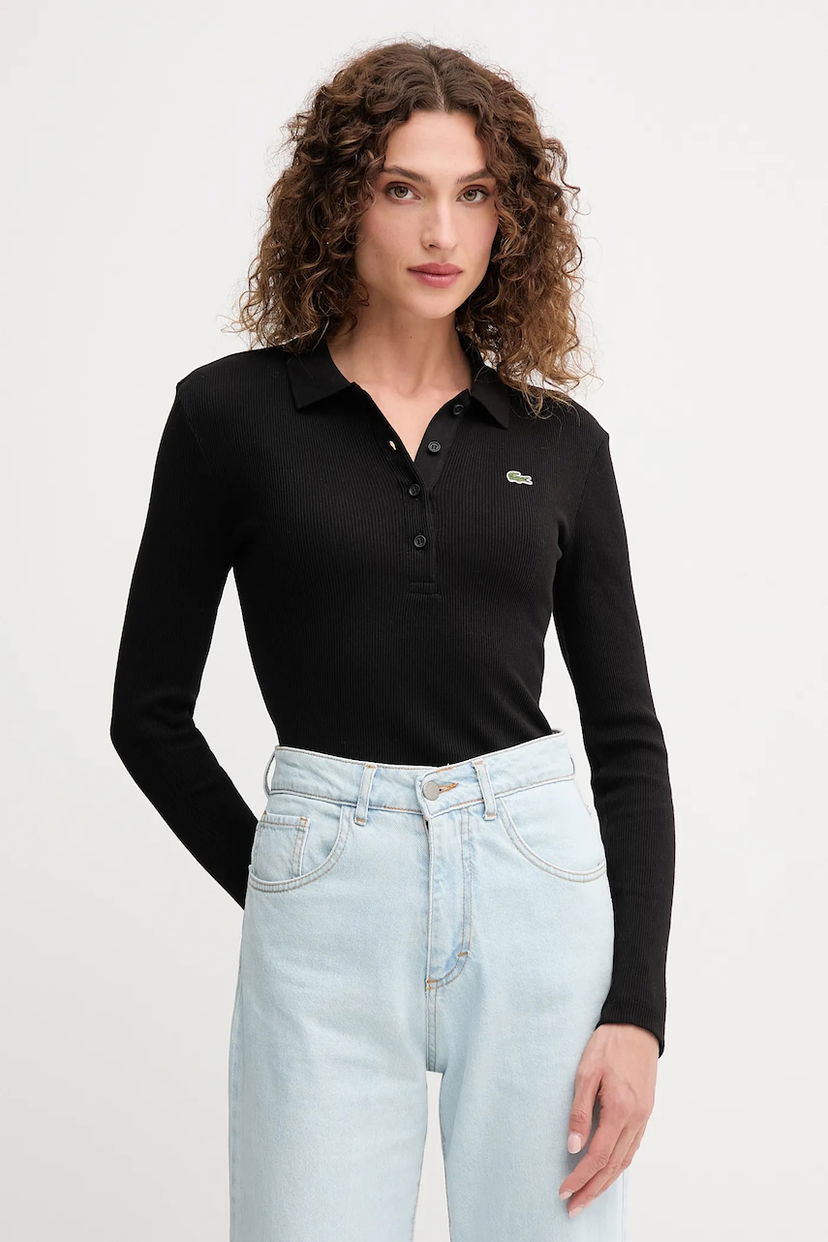 Polo majica Lacoste Lacoste Long Sleeve Polo Shirt Crna | DF5281