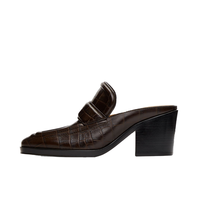 Tenisice i cipele Bottega Veneta Croc Embossed Leather Heeled Mules Smeđa | 651366 V0G80