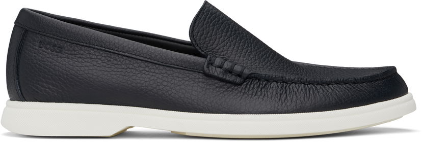Tenisice i cipele BOSS BOSS Tumbled Leather Loafers Crna | 50536173
