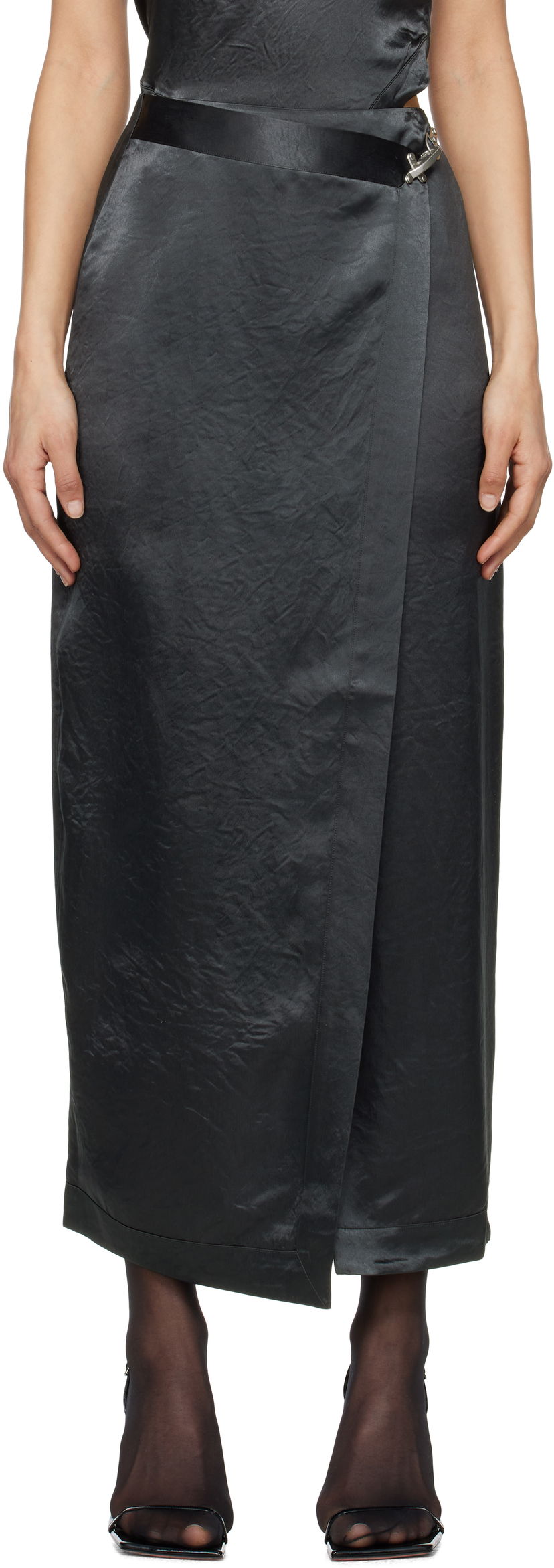 Suknja Nanushka Nanushka Grisel Maxi Wrap Skirt Crna | NW25RSSK03277