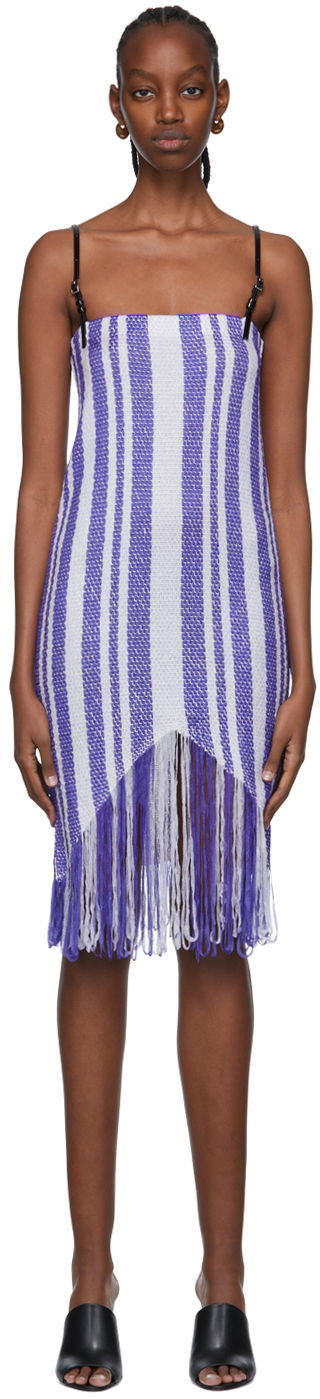 Haljina JW Anderson Striped Fringe Mini Dress Ljubičasta | KW0619-YN0185