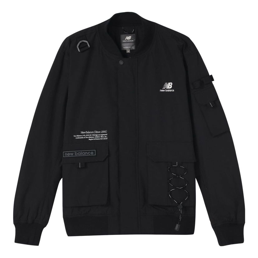 Bomber jakna New Balance Logo Windproof Bomber Jacket Crna | NAA1N013-BK