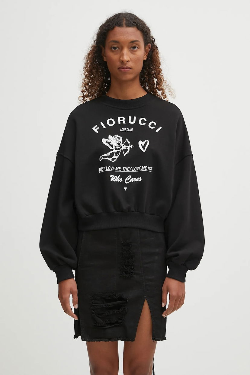 Dukserice Fiorucci Fiorucci Cupid Love Club Print Cropped Sweatshirt Crna | W02FPSCR269CJ05BK01