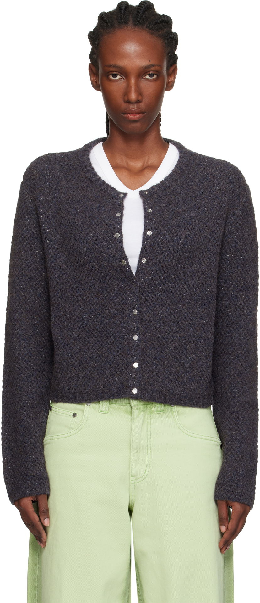 Džemper Eckhaus Latta Eckhaus Latta Yak Snap Cardigan Tamnoplava | 8257-EL-PF25-M -