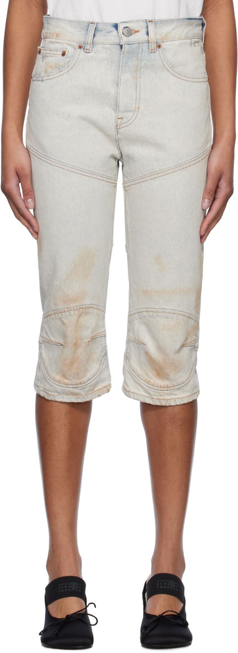 Kratke hlače Maison Margiela MM6 Maison Margiela Panel Sprayed Capri Denim Shorts Plava | S52MU0130 M30018